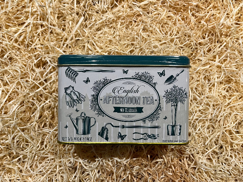 Tea tin labeled 'English Afternoon Tea' 